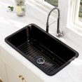 thumbnail image 1 of Black 32" Fireclay Dual Mount Rectangle Kitchen Sink with Bottom Grid and Basket Strainer 69Lb, 1 of 7