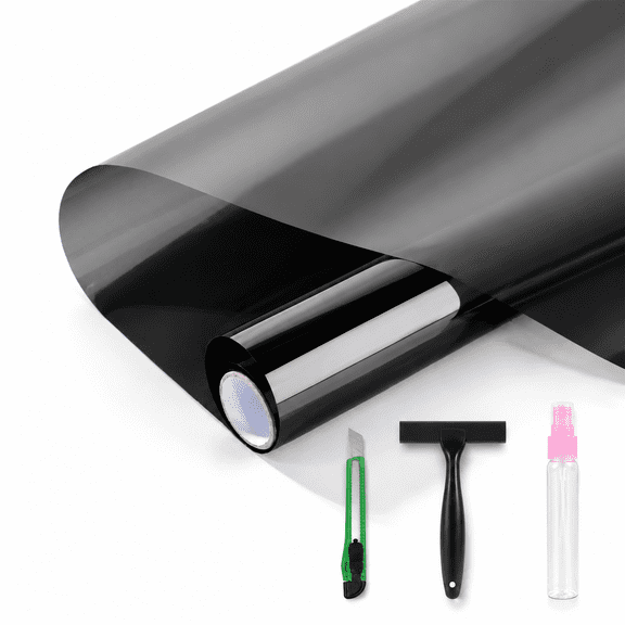Black 35.4Inch×196.9Inch One-Way Window Film Kit with Installation Tools
