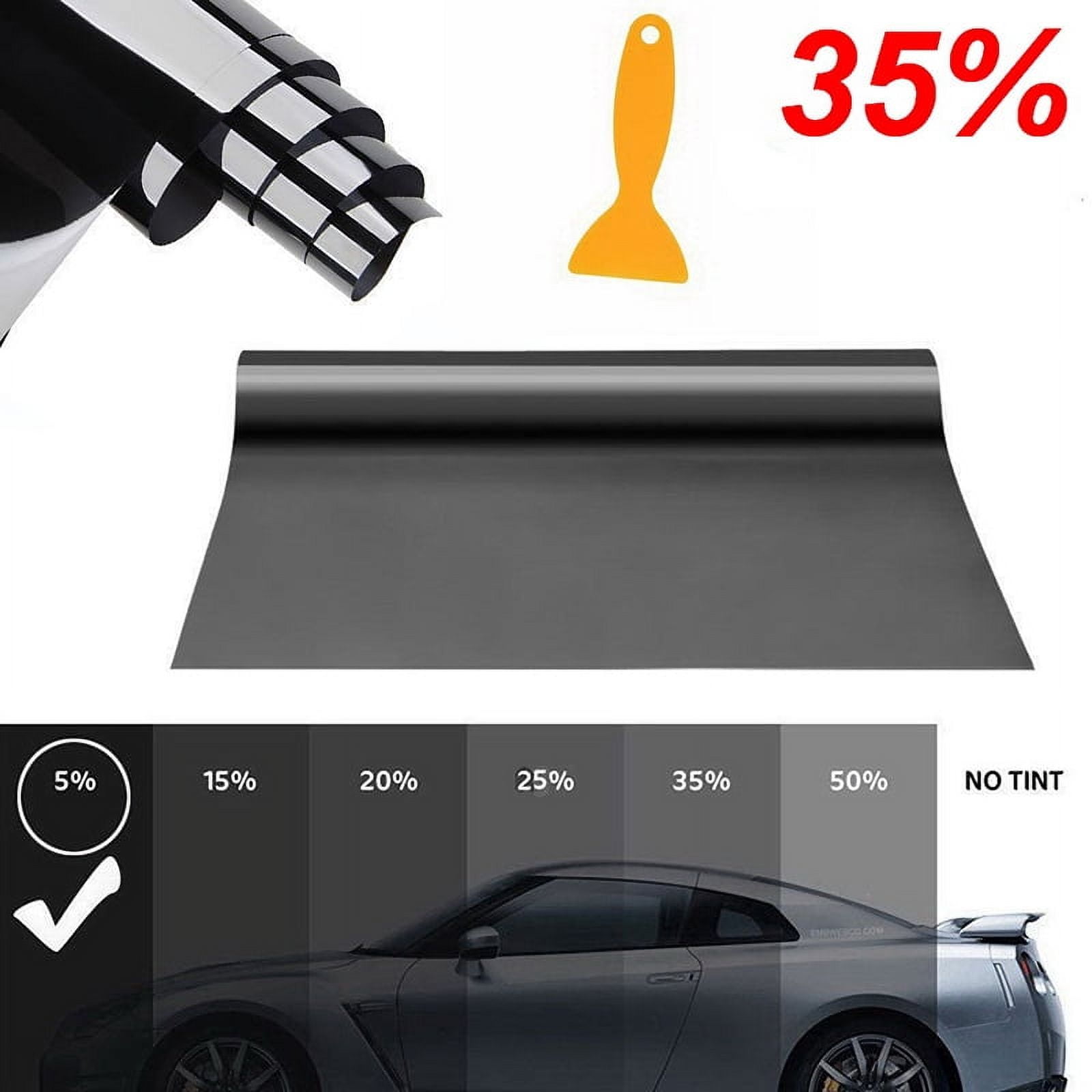 (Black 35%（50*200CM))Window Tint Film Glass Sticker Shade 5%-50% VLT for Car UV Foils Sticker Films