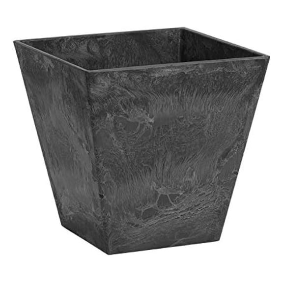 , Black, 35168 Ella Square Planter, Black, 16-Inch