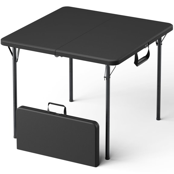 Black 36-Inch Square Folding Table Heavy Duty Portable Utility Table