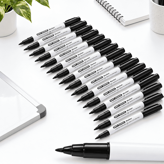 Black 36 Pack Fine Tip Dry Erase Markers 1-2mm Line Low Odor