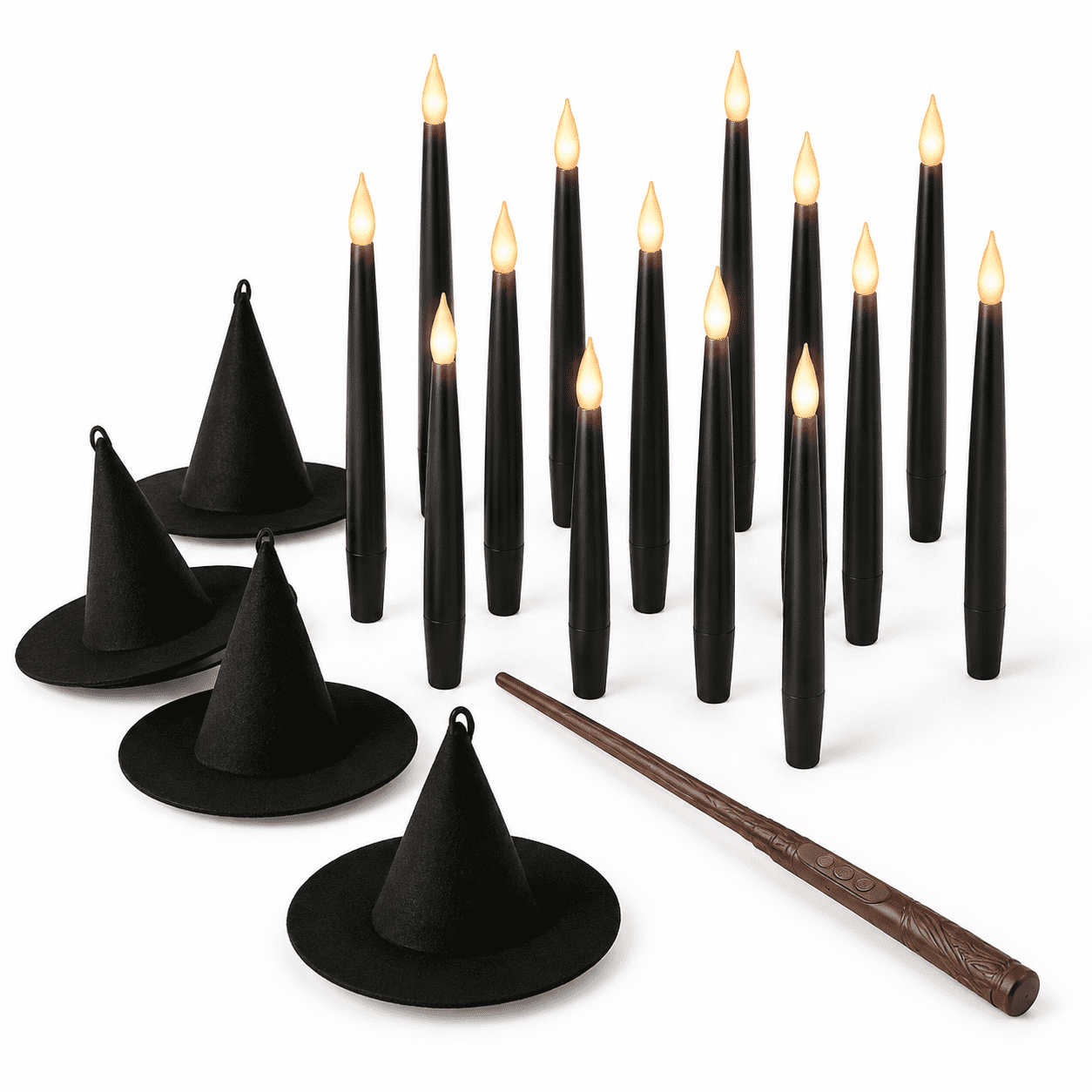 Black 36 Pack LED Magic Hanging Floating Taper Candles with 2 Wands ...