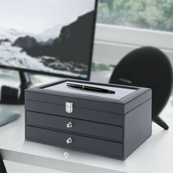 Black 36 Slots Pen Display Box Leather Pen Display Case Fountain Pen Storage Box