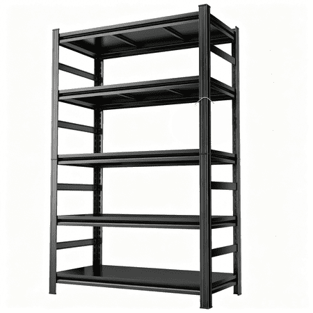 Black 36"W Garage Shelving, 5-Tier Adjustable Heavy Duty Metal Shelves 3020LBS Capacity with Fenced, 16"D x 72"H Steel Rack for Factory Supermarket Basement Outdoor