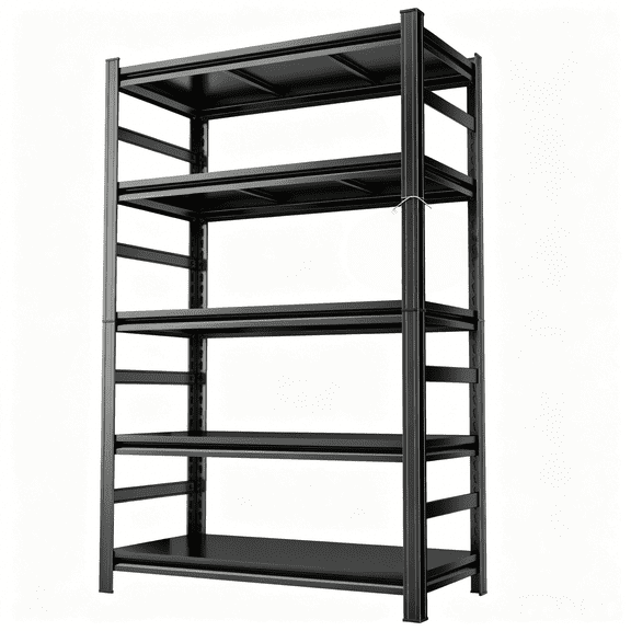 Black 36"W Garage Shelving, 5-Tier Adjustable Heavy Duty Metal Shelves 3020LBS Capacity with Fenced, 16"D x 72"H Steel Rack for Factory Supermarket Basement Outdoor