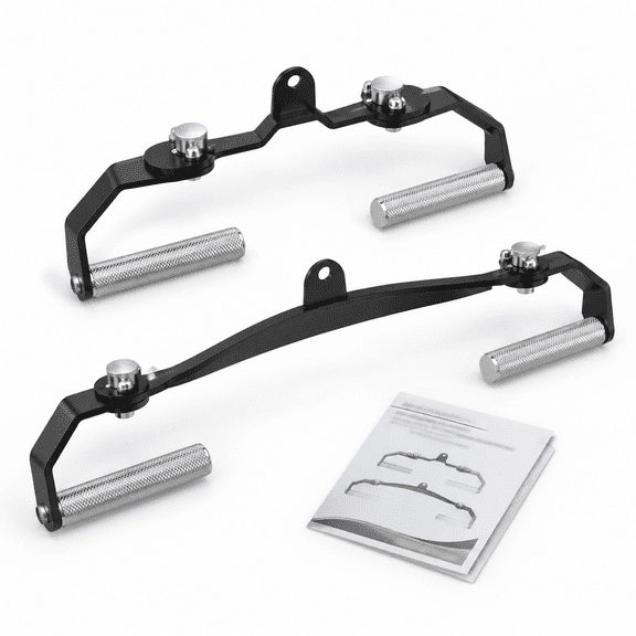 Black 360° Rotatable Lat Pull Down Bar Set, Heavy-Duty Locking Cable Gym Attachment