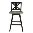 thumbnail image 1 of Black 360-degree swivel X-back counter height chairs for a rustic dining experience, 1 of 5