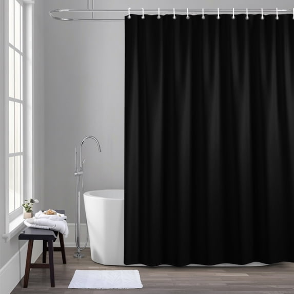 Black 36x72 Inches Waterproof Shower Curtain, Solid Color Bath Curtain Set with 12 Hooks Washable Shower Curtains for Bathroom Bathtub Decor