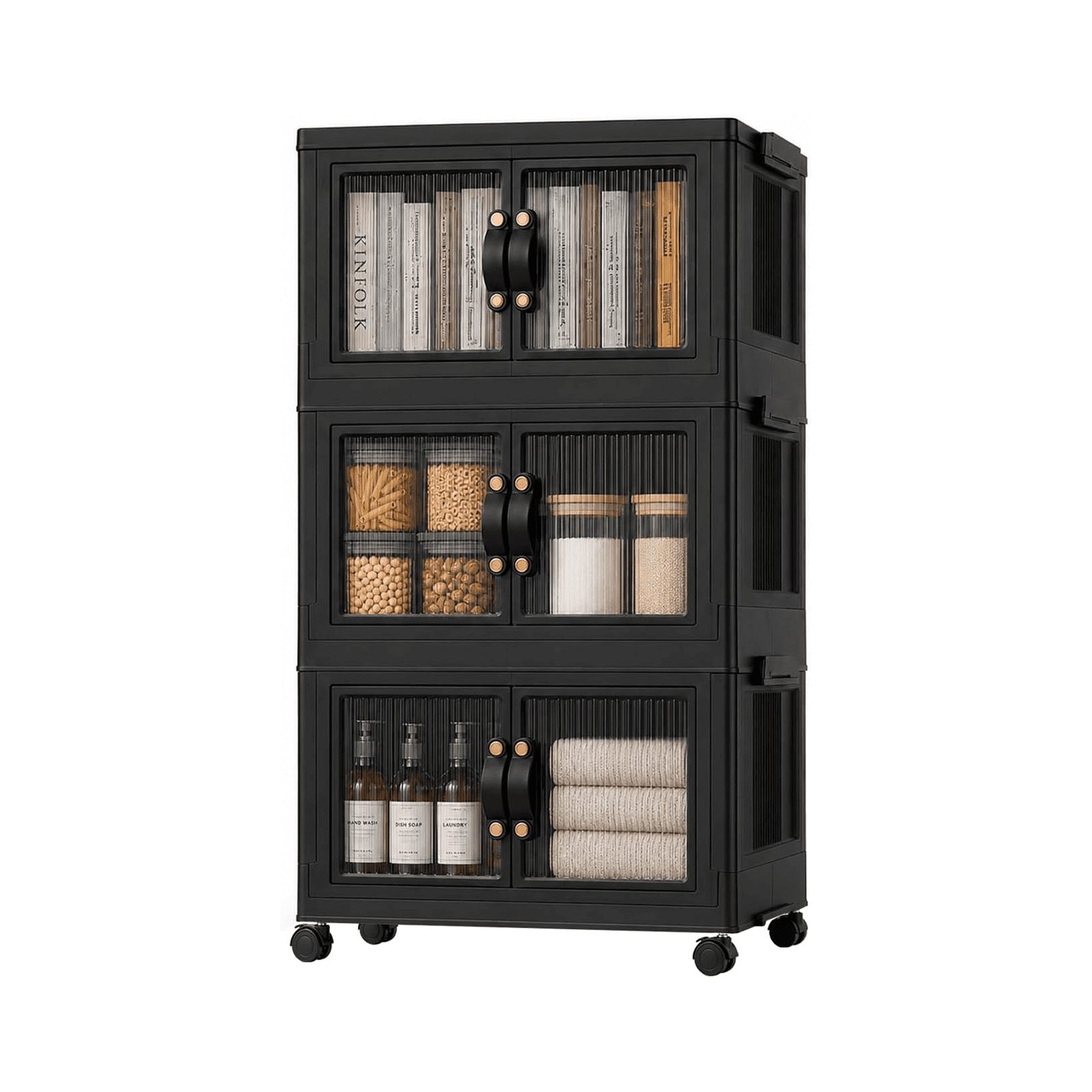 Stackable Interlocking Storage Box Black 390Qt Stackable Storage Bins with Lid, Plastic Closet Organizers ...