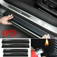 thumbnail image 1 of Black 3D Carbon Fiber Look Car Door Sill Scuff Welcome Pedal Protector Decal Set, 1 of 5
