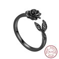 thumbnail image 1 of Black 3D Flower Rose Ring 925 Sterling Silver Leaf Plant Women Promise Ring Jewelry Mother Birthday Christmas Valentine's Day Gift for Her, 1 of 10
