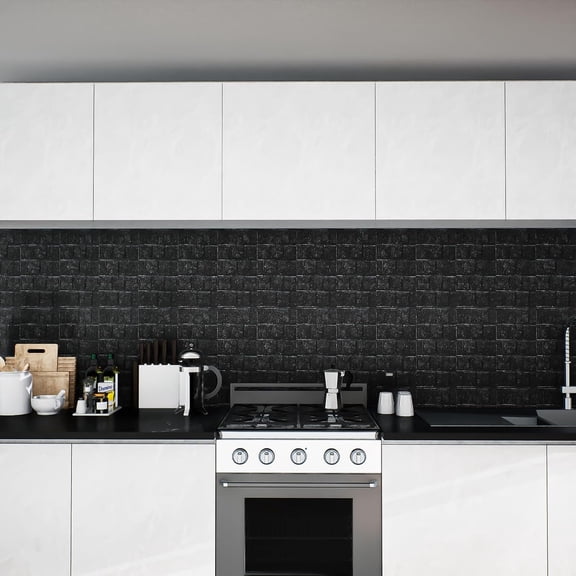 Black 3D Wall Panels, 40 Pack Faux Foam Brick Wallpaper 11.8"x11.8" Peel and Stick Self-Adhesive Tiles for DIY Wall Decor