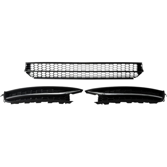 Black 3PCS Front Lower Grille Grill & Fog Light Cover Bezel w/o Hole For olkswagen 2012 2013 2014 2015 VW Passat, w/Chrome Trim for 561853665E9B9 5618531012ZZ