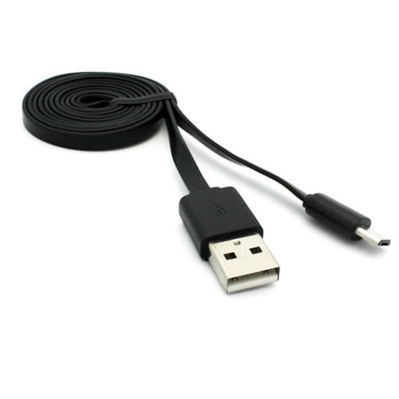 Black 3ft Flat Micro USB Cable Charge Power Wire Sync Data Link Cord Supports Fast Charging Compatible With Alcatel Onyx - Samsung Galaxy Halo
