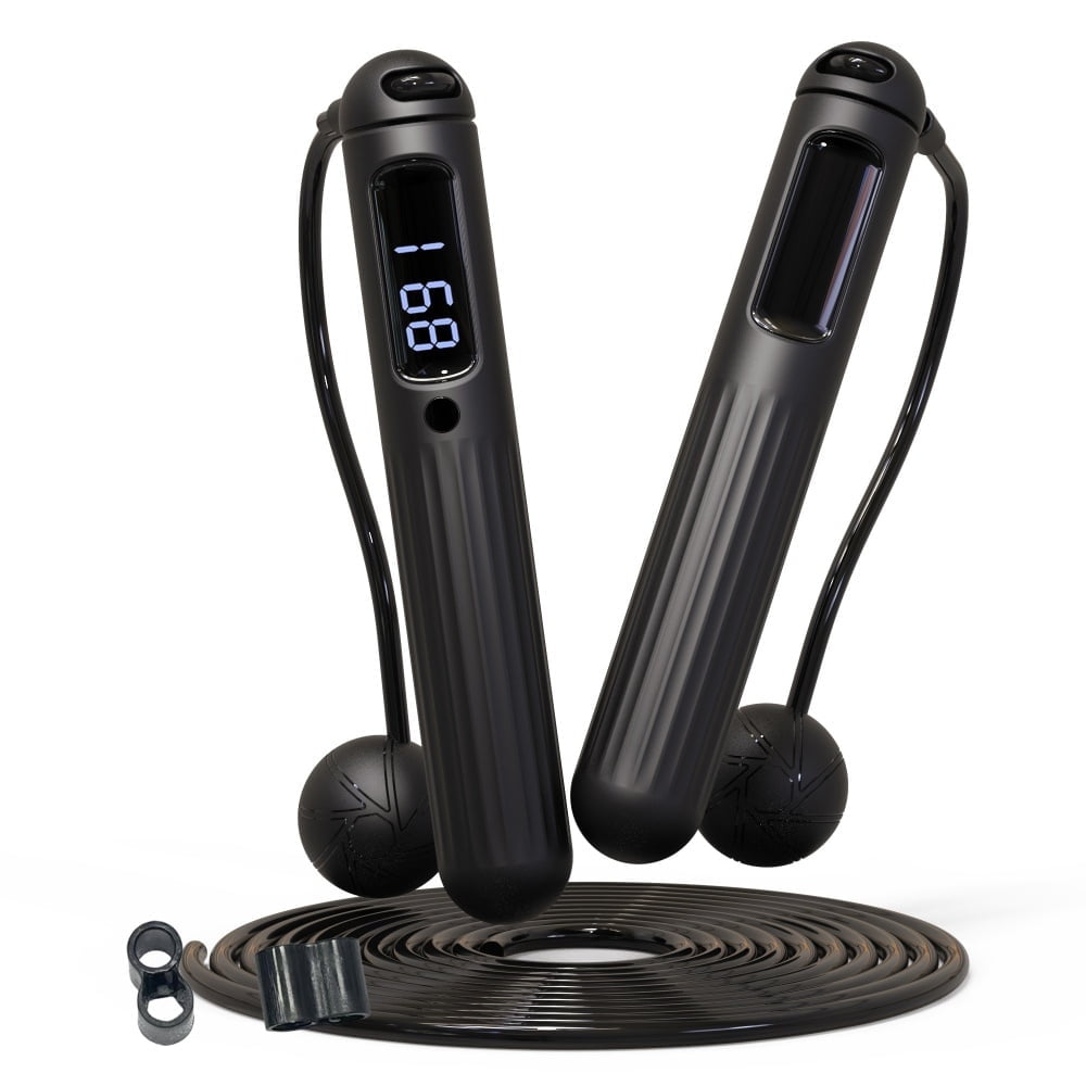 Black 3in1 wired/rope skipping rope, weighted skipping rope with ...
