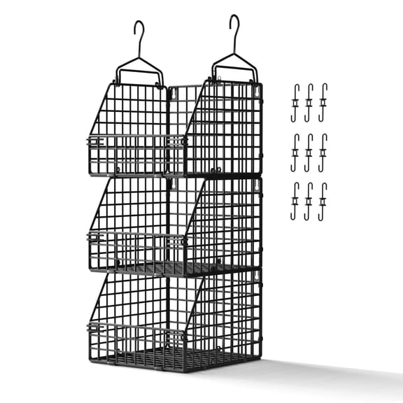 Black-3pcs (Big) Wire Storage Baskets, 3-Pack Multi-Use Closet & Home Organizers