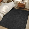 thumbnail image 1 of Black 3x5 Area Rugs, Farmhouse Burlap Solid Black Color Modern Linen Texture Non-Skid Rubber Backing Large Rectangle Rugs - Living Room Bedroom Home Office, Indoor Floor Mat Carpets Washable Rug, 1 of 9