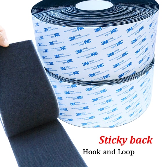 Black 4.3-Inch Ultra Wide Heavy Duty Sticky Back Tape 1M Strong Hook and Loop for Car Interior & Home DIY
