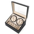 thumbnail image 1 of Black 4+6 Automatic Rotation Watch Winder Display Case Wooden Storage Box, 1 of 10
