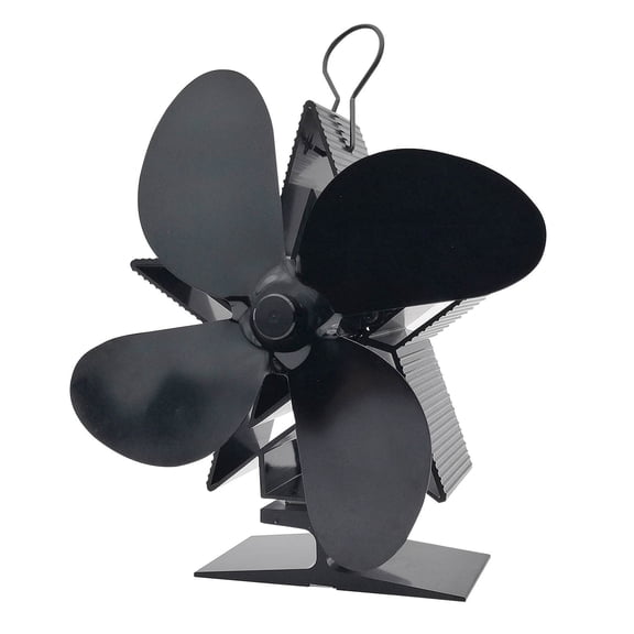 Black 4 Blade Fireplace Fan Heat Powered Stove Fan For Wood Stove No Battery Required