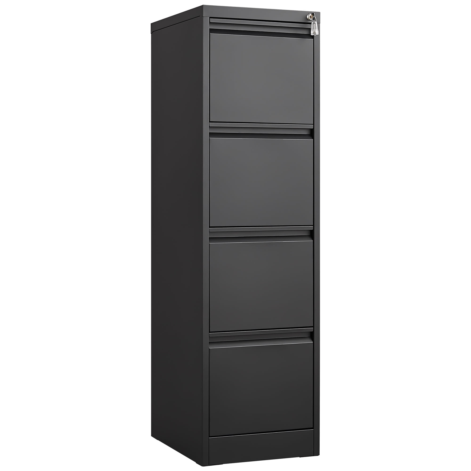 Black 4-Drawer Locking File Cabinet with Adjustable Hanging Rods for ...