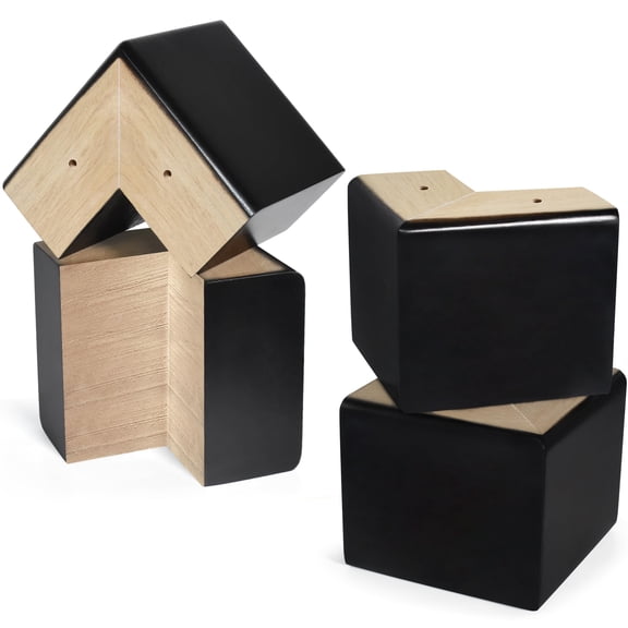 Black 4 Inch Furniture Risers L-Shaped Extenders for Bed Couch Dresser Cabinet Bench