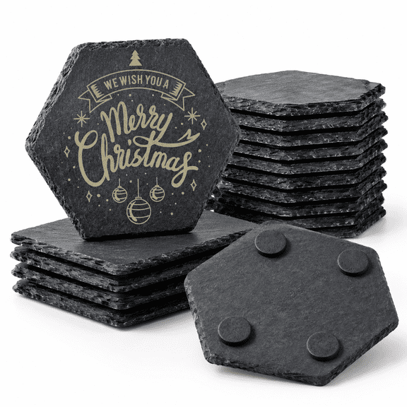 Black 4 Inch Slate Coasters Bulk for Engraving and DIY Crafts
