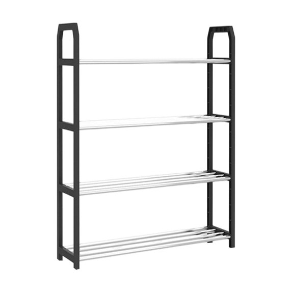 Black 4 Layer Plastic Shoe Rack Quick Assembly Slatted Design Space ...
