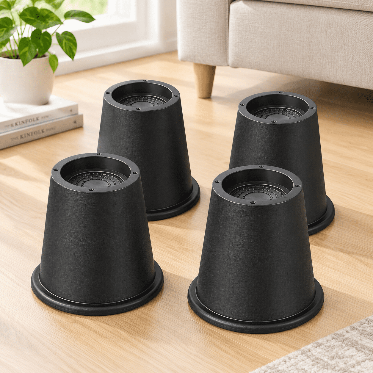 Black 4 Pack 6 Inch Furniture Risers, Heavy Duty Leg Lifts for Bed ...