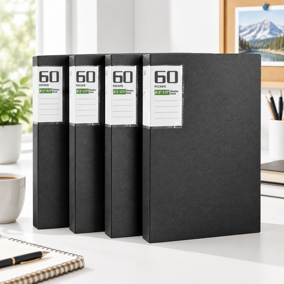 Black 4 Pack 60 Pocket Presentation Binder For Artwork Documents Recipes