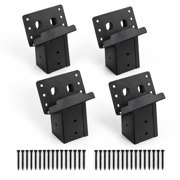 Black 4 Pack High-Strength Steel Angle Brackets For Deer Stands, Blinds And Tree Houses