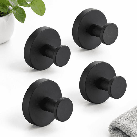 Black 4 Pack Suction Cup Hooks, 3.35 x 2.87 x 2.40 in, holds up to 15 lbs