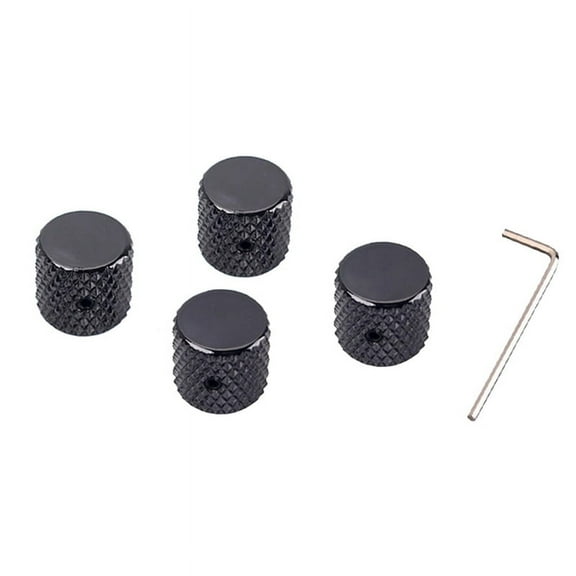 Black 4 Pack Volume Control Knob Tone Knob Flat Control Knob Guitar Control Knob Guitar Pedal Knob,4 * Black guitar knobs 1 * wrench,black