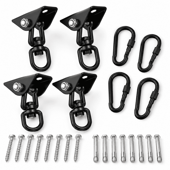 Black 4 Pieces Heavy Duty 360° Swing Ceiling Mount Hardware Brackets