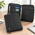 Notebok Ring Black 4-Ring Binder Portfolio for Men Women, 12.99 x 10.00 x 0.98 ...