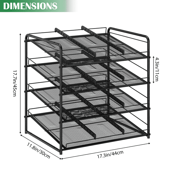 Black 4-Tier Can Rack Organizer Food Storage Shelf