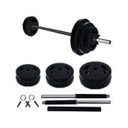 Black 40 Lbs Barbell Weight Set Adjustable Free-Weights Strength-Training Equipment For Home & Gym Use Adjustable Barbell Weight Set With Cushioned Grips & Quick-Change Rubber Plates