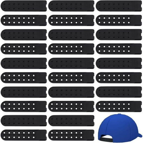 Black 40 Pairs Snapback Straps with Double 7 Holes Black Plastic Hats Caps Replacement Fastener Buckle Extender Snap for Baseball Cap Duck Cap Repairing 0.79x3.2 inch