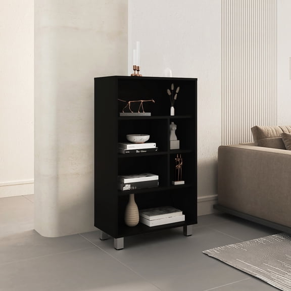 Black 40" Tall Four Office Bookcase - Compact & Practical Shelving In Modern Accent Piece
