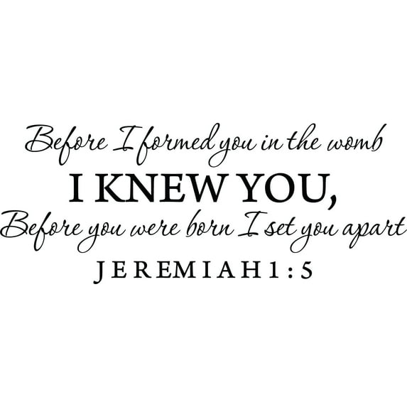 Black 40" x 16" Decaltor Before I formed you in the womb Jeremiah 1:5 Vinyl wall art family mother newborn bible prayer Inspirational quotes and saying home décor