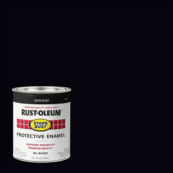 2 Pack, Black (450 Voc), Rust-Oleum Stops Rust Satin Protective Enamel- 7777502, Quart