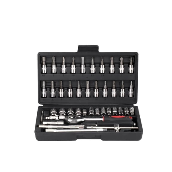 Black 46 Piece of Car Repair Tools,Motorcycle Repair Combination, Home Carmechanical Repair Kit