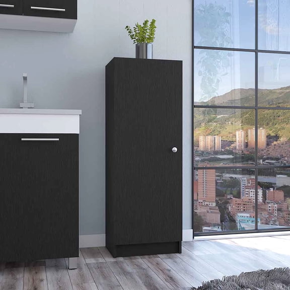 Black 47" Kitchen Storage, Four Interior Shelves / Perfect for Small Kitchens