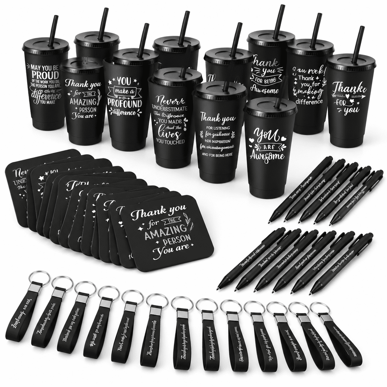 Black 48 Bulk Appreciation Gift Set with Pens, Cups, Notebooks, and ...