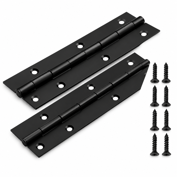 Black 48" Long x 2" Overall Width 2-Pack Continuous Piano Hinges
