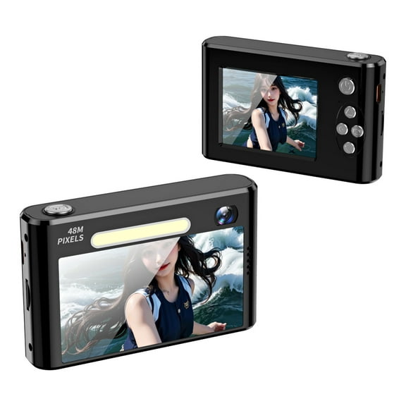 Black 48Mp Hd Digital Camera Black Color With 2.4 Inch Screen Portable Design For Students And Children Supports 4K Video 8X Zoom Night Flash Light Otg Transfer For Photography