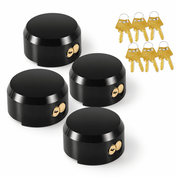 Black 4Pack 6061 Solid Aluminum Keyed Alike Puck Lock Set with 8 Keys