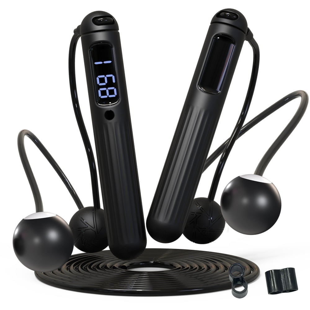 Black 4in1 wired/rope skipping rope, weighted skipping rope with ...