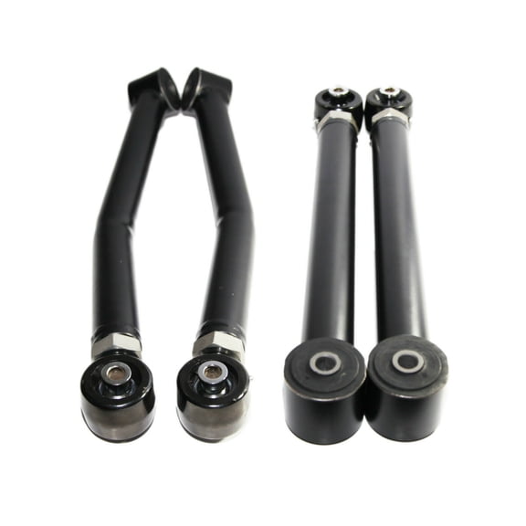 Black 4pc Front+Rear Lower Adj. Control Arm for 2007-2018 Jeep Wrangler 4WD/2WD 11370